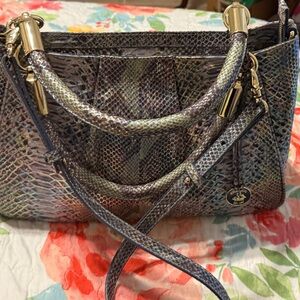 Brahmin Iridescent Snake Print Shoulder Bag